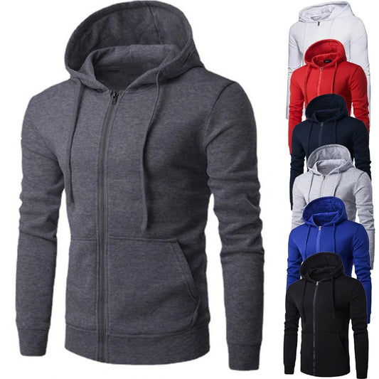 Autumn Men's Long Sleeve Sweatshirt Hoodie - Slim Fit Zipper Closure Jacket for Male Clothing