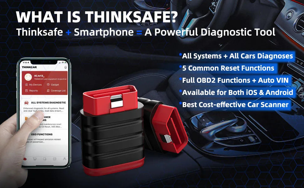 Thinkcar Thinksafe OBD2 Bluetooth Scanner – All-System Car Code Reader with 5 Reset Functions