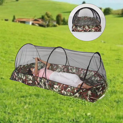 Folding Portable Mosquito Net Tent – Zippered Outdoor Mesh Bed Net for Camping & Travel