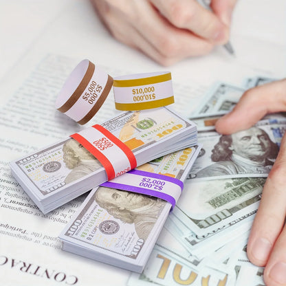 400pcs Assorted Money Bands – Self-Sealing Bill Straps for Cash Binding, Currency Organization & Fake Clinton Band