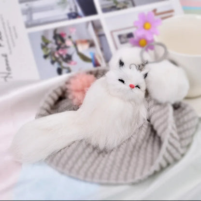 Fluffy Cartoon Fox Keychain – Cute Personalized Key Rings for Kids, Women, Car & Bag Accessories