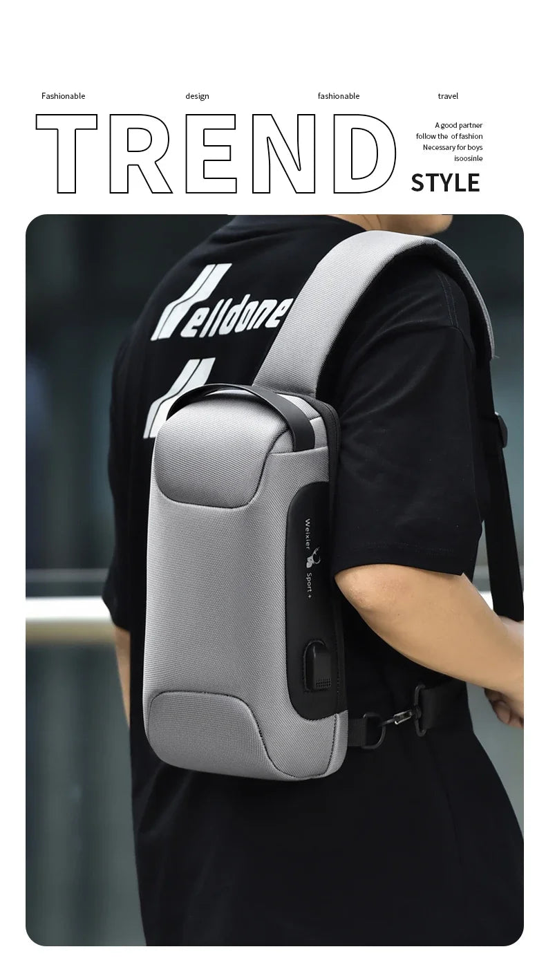 Designer Multifunction Anti-Theft USB Shoulder Bag – Travel Crossbody Messenger Sling Chest Bag for Men, Luxury Brand