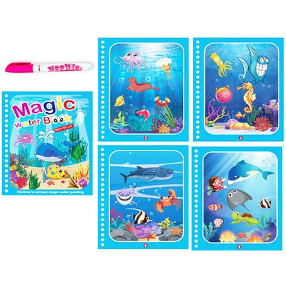 Children's Early Education Magical Water Drawing Book – Reusable Coloring Book with Pen, Creative Educational Toy Gift