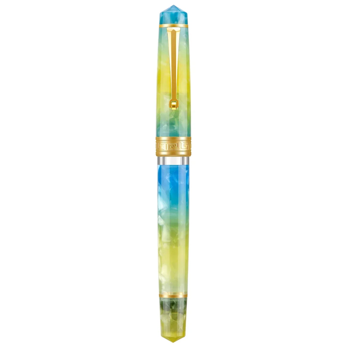Asvine P20 Piston Filling Fountain Pen – Acrylic with Beautiful Patterns, EF/F/M Nib, Golden Clip, Smooth Writing Office Gift Pen