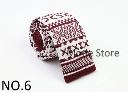 Classic Knit Neck Tie for Men — 6cm Plaid & Dots Casual Business Wedding Tie