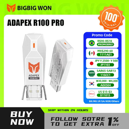 BIGBIGWON R100 Pro Wireless Adapter – Compatible with Xbox One, Series X|S, Elite Series 2, PS5, PS4 & Switch Controllers