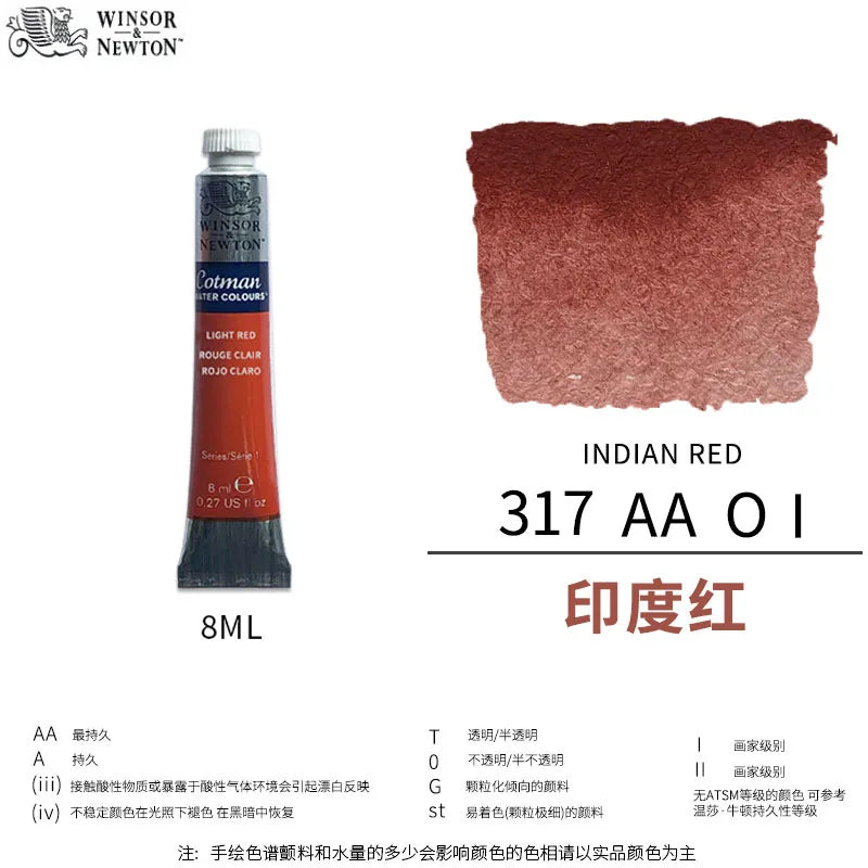 Winsor & Newton Cotman Watercolor Paint Tube 8ml – High Transparency Aquarelle with Excellent Tinting Strength