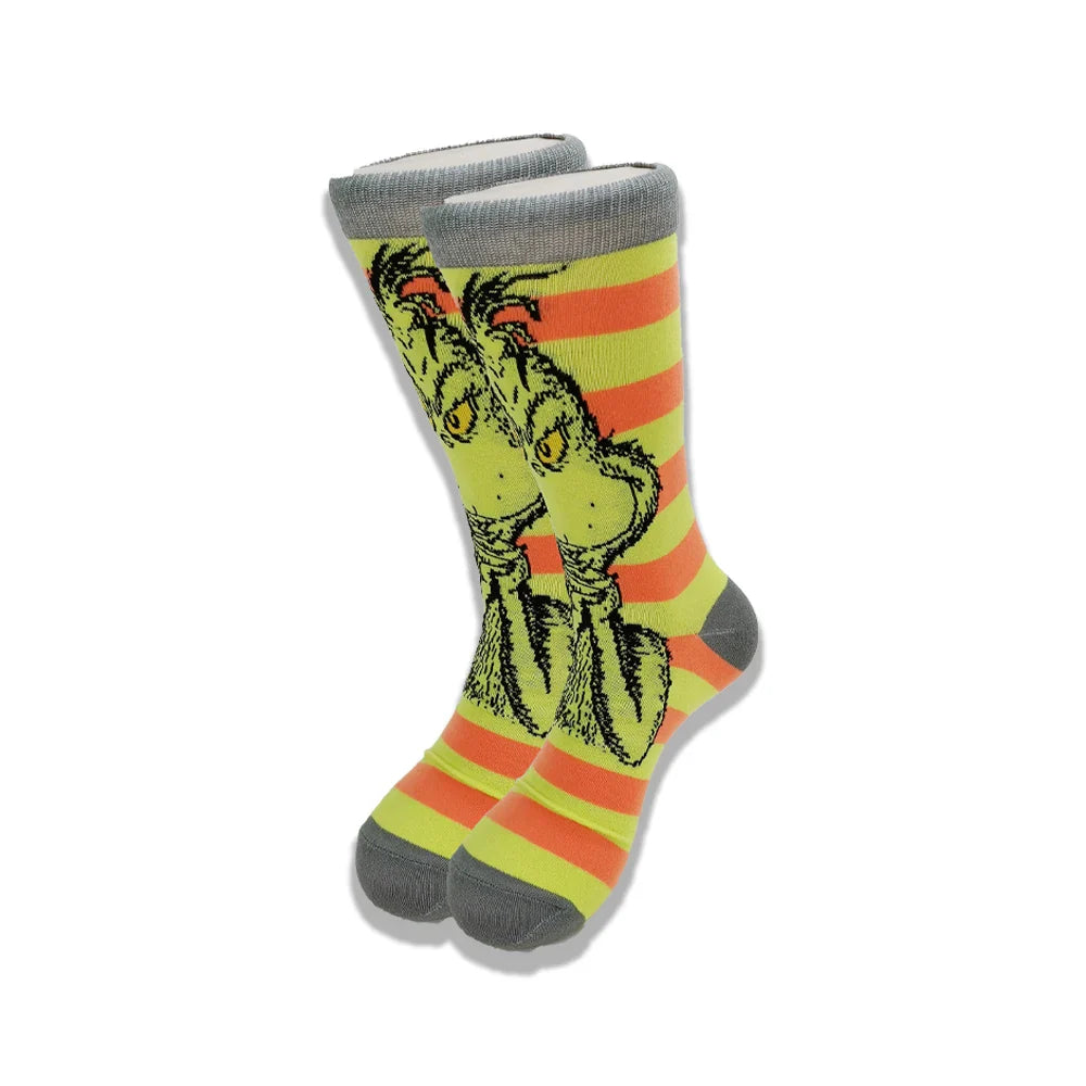 Men's Cartoon Character Crew Socks - Fun Novelty Cotton Casual Socks