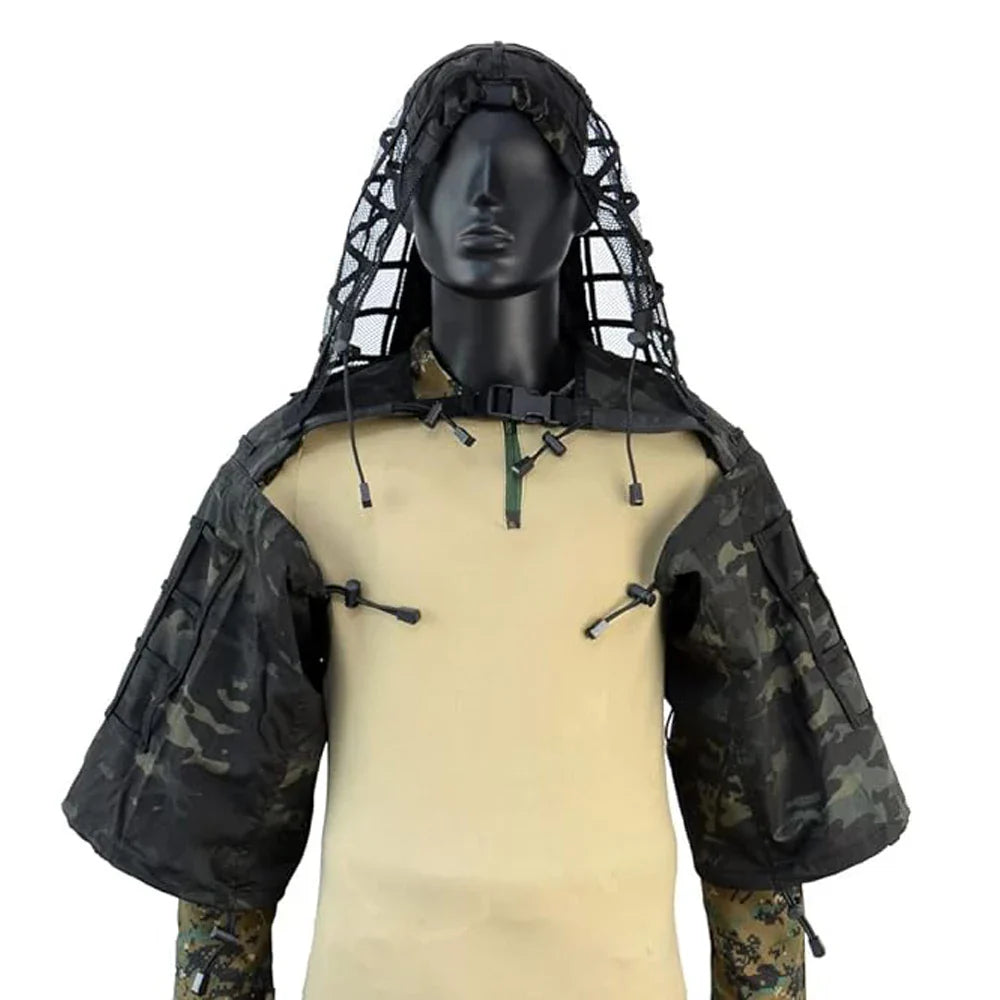 Ghillie Suit Tactical Sniper Coat – Viper Hood Camouflage Clothing for Airsoft, Paintball & Hunting, Ripstop Fabric
