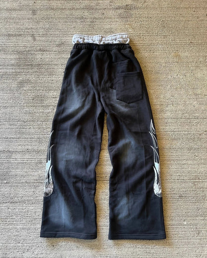 American Y2K Gothic Hip Hop Sweatpants for Men – Retro Double Layer Baggy Joggers with Elastic Waist