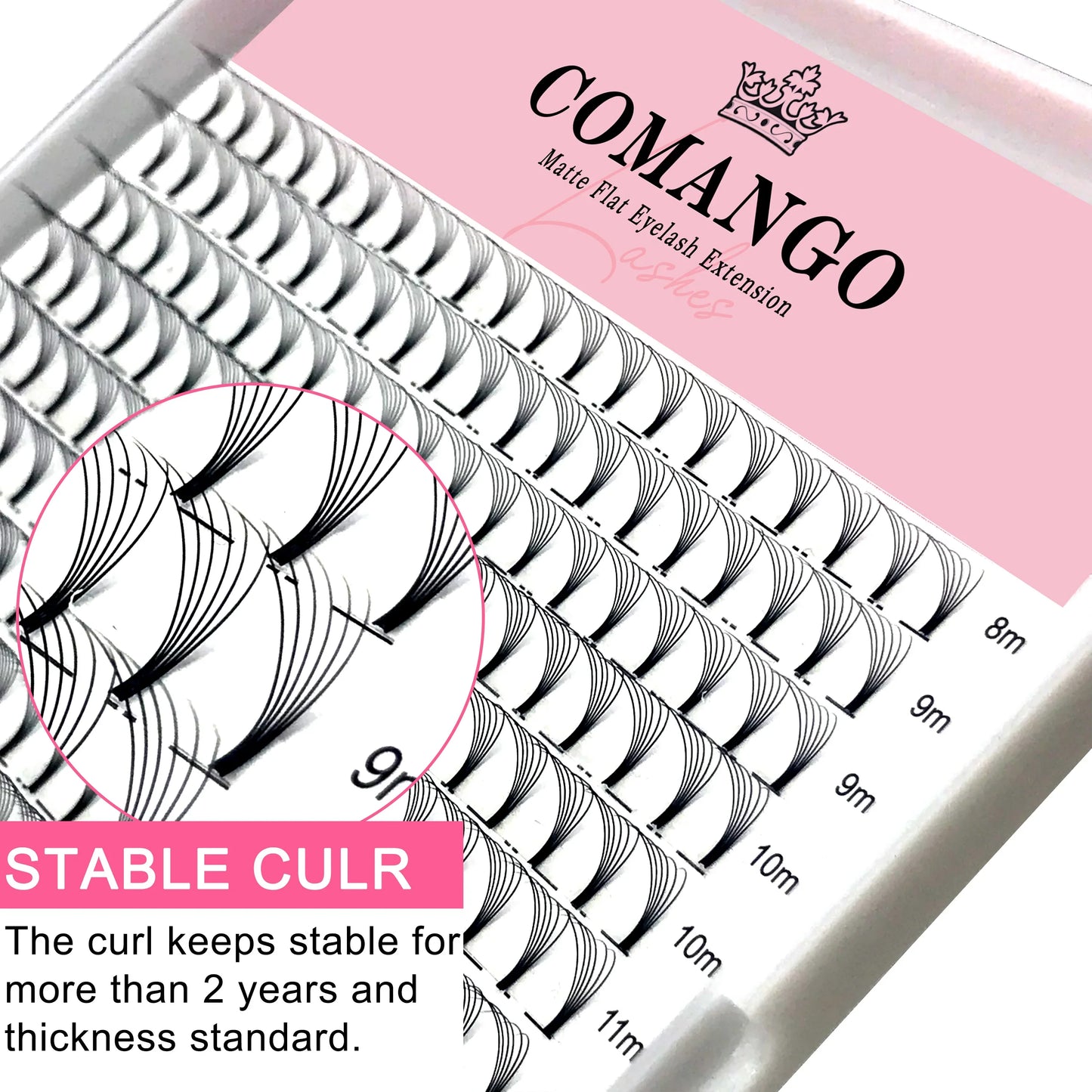 CoMango Wispy Premade Volume Lash Fans – 3-10D Individual Short Stem Faux Mink Russian Eyelash Extensions, 320 Fans