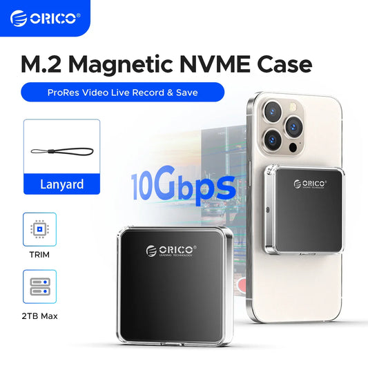 ORICO Magnetic M.2 NVMe SSD Enclosure – 10Gbps USB-C External Adapter for 2230 SSD iPhone 15 Pro MacBook