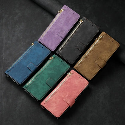 2-in-1 Detachable Leather Wallet Case for Samsung Galaxy Z Fold 6/5/4/3 – Zipper Card Slot Cover 5G Compatible