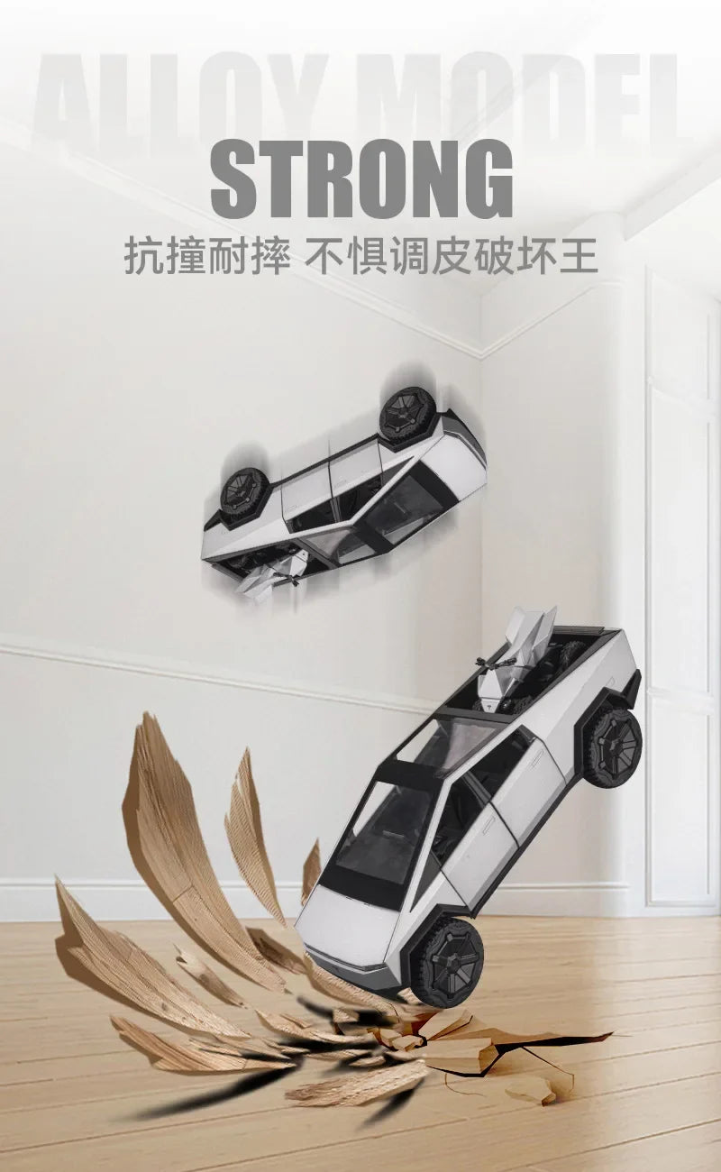 1:24 Alloy Diecast Mini Pickup Truck Model – Tesla Cybertruck Metal Toy for Boys, Kids’ Birthday & Collectible Gift
