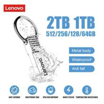 Lenovo 128GB Metal USB Flash Drive - 2TB Portable USB 3.0 Pendrive with High-Speed Transfer and Waterproof Design