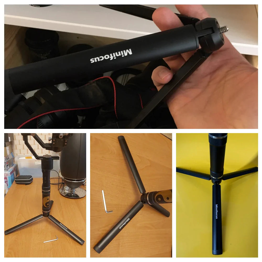 Metal Mini Tripod Stand for DJI, Zhiyun, Feiyu Gimbals & DSLR Cameras, Monopod with 1/4" Screw, Tabletop Handheld Stabilizer