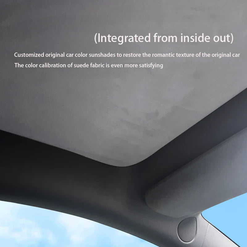 Electrostatic Sunshade for Tesla Model 3 & Y – Ice Cloth Sunroof Front & Rear Glass Skylight Interior Cooling Shade