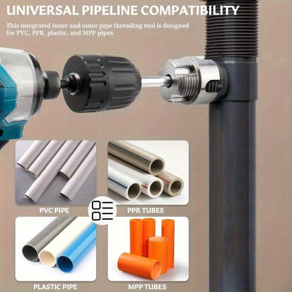 3-Piece Heavy-Duty Carbon Steel Pipe Threading Kit – 1/2” 3/4” 1” Male & Female Threads for PVC, PPR & MPP Pipes