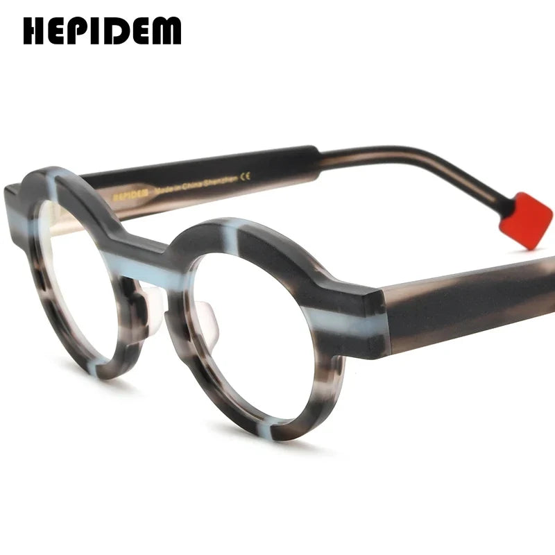 FONEX HEPIDEM Acetate Eyeglass Frames - Retro Round Vintage Eyewear for Men & Women