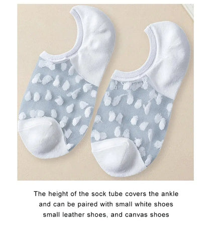 5 Pairs Women's Polka Dot Ankle Socks – Trendy, Breathable & Comfortable Casual Short Socks