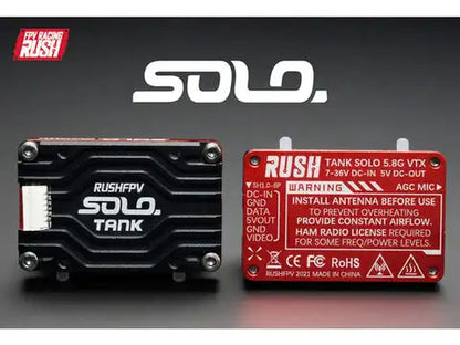 RUSH Solo Tank 5.8G VTX Video Transmitter – 1.6W High Power with Built-in Microphone & CNC Heat Dissipation for RC FPV