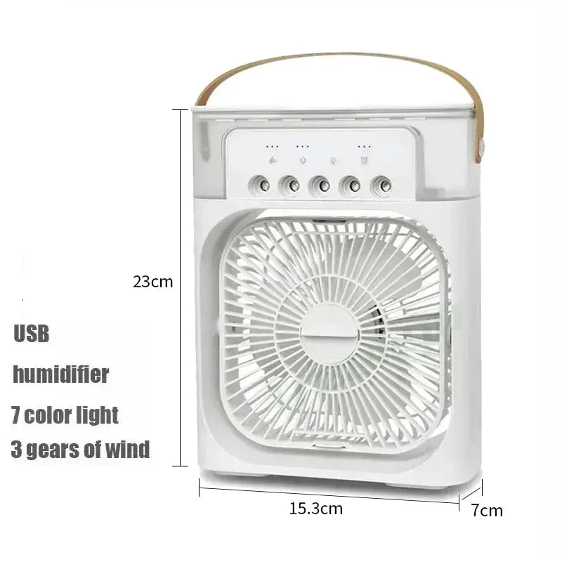 3-in-1 Mini Air Cooler Fan – Portable Household Air Conditioner with LED Night Light, Humidifier, and Adjustable Air for Home & Office