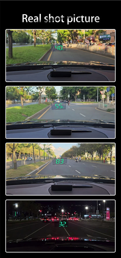M2 Head-Up Display Digital Speedometer GPS HUD – Plug & Play Windshield Projector with Large KMH Font for All Cars