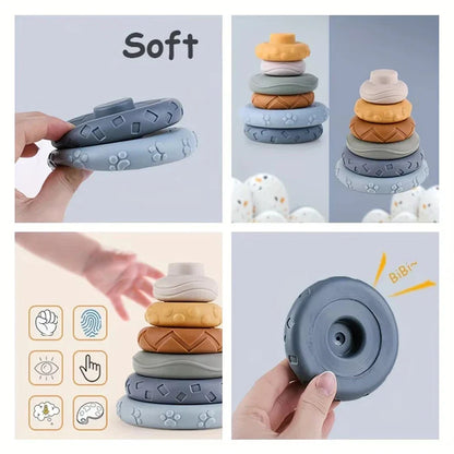 Baby Montessori Sensory Development Set – Koala & Rabbit Stacking Tower, Fine Motor Skills Learning Toys