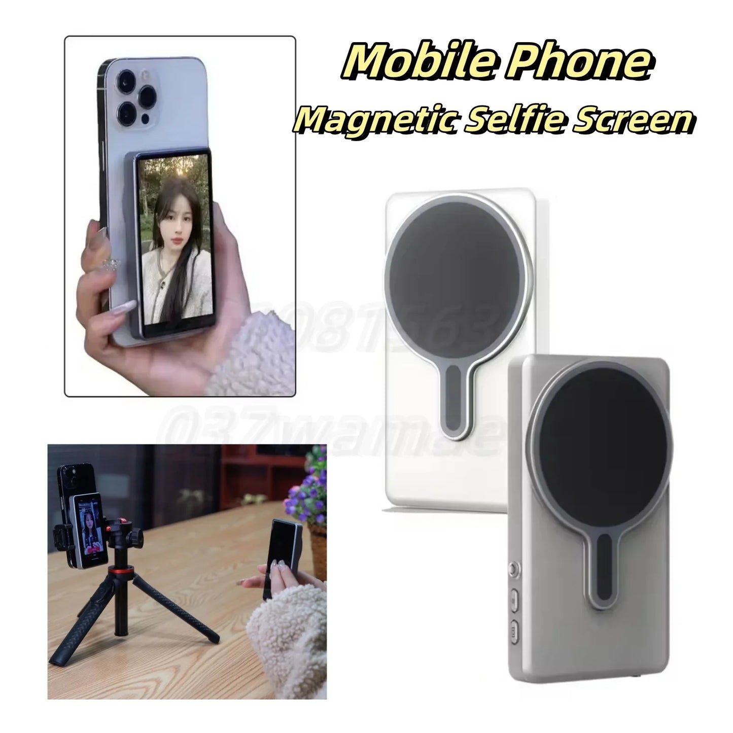 Magnetic Phone Vlog Selfie Monitor Screen – Rear Camera Selfie Display Compatible with iPhone & Android