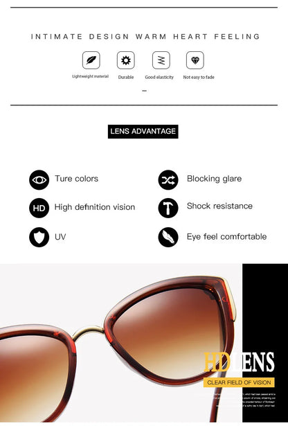 Women's Cat Eye Polarized Sunglasses - Luxury Black Metal Frame, Stylish & Fast-Selling Sunwear