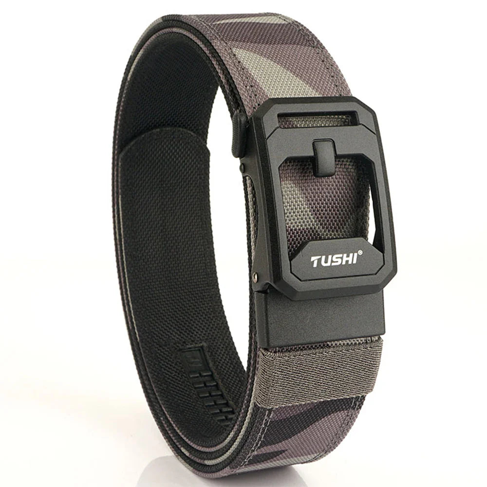 TUSHI Men's Military Tactical Belt – Heavy-Duty Sturdy Nylon with Automatic Buckle for Outdoor & Casual Wear