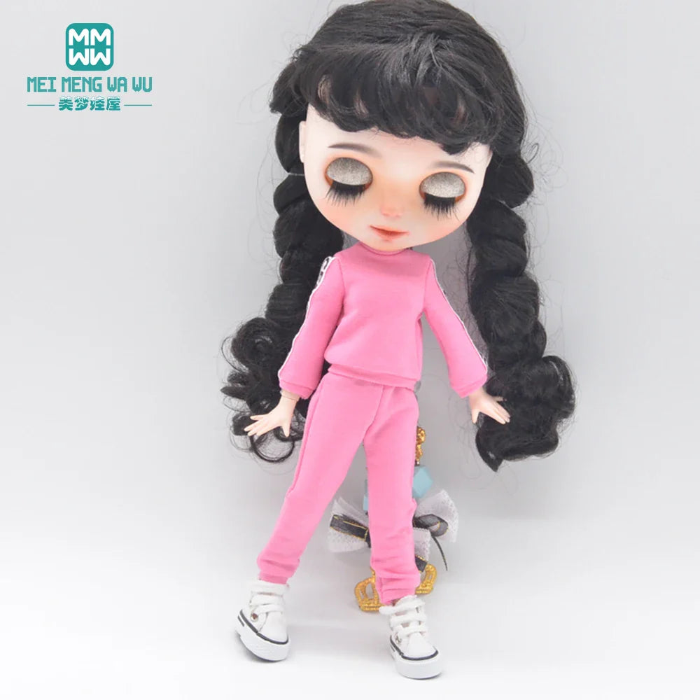 Blythe Doll Clothes – Fashion Tops, Black & White Shirts with Jeans & Plaid Pants for Azone OB22/OB24 Dolls