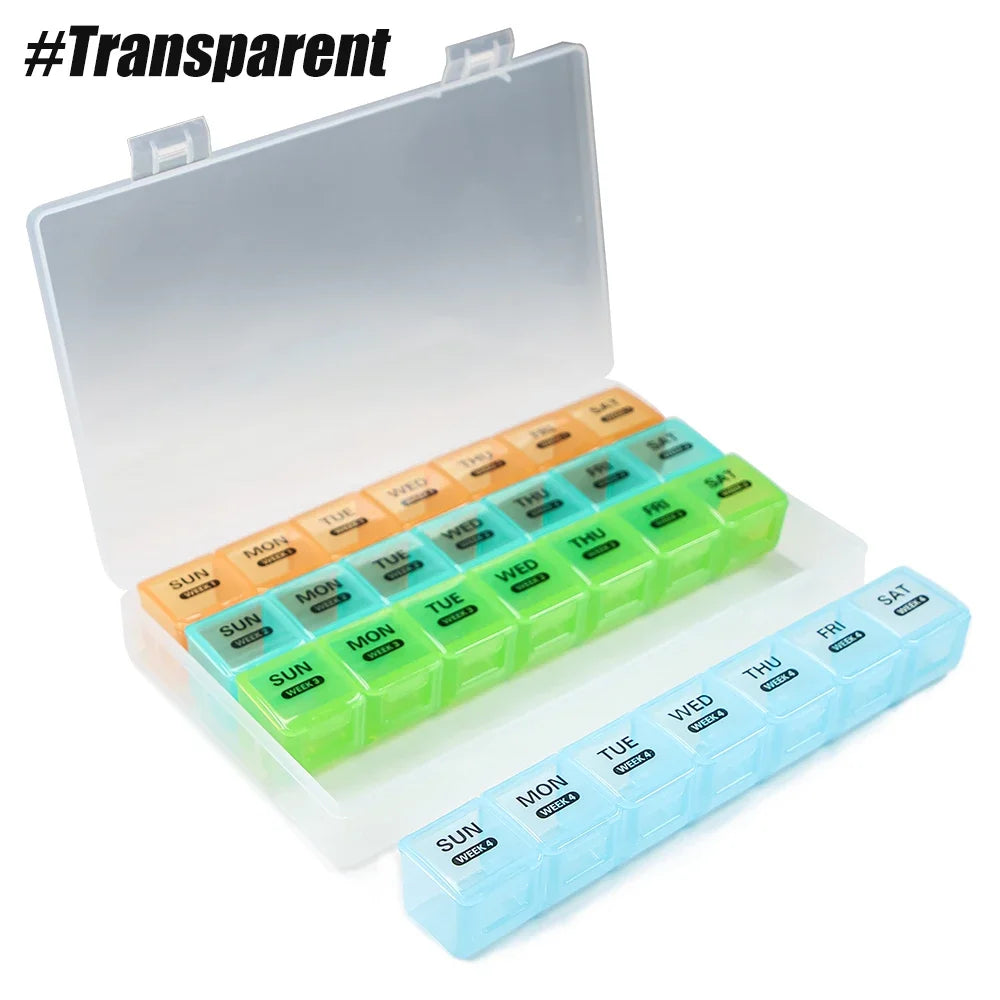 Monthly Pill Organizer – 28-Day Moisture-Resistant Case with Dust-Proof Box for Pills, Vitamins, and Fish Oil