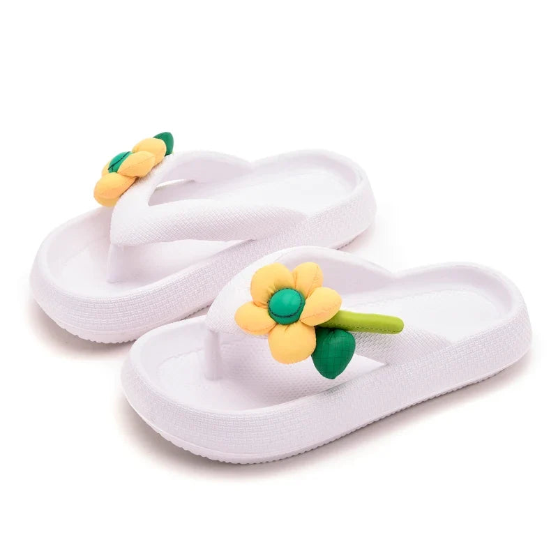 Women’s Phalaenopsis Flower Flip Flops - Cute Multicolor Summer Slippers
