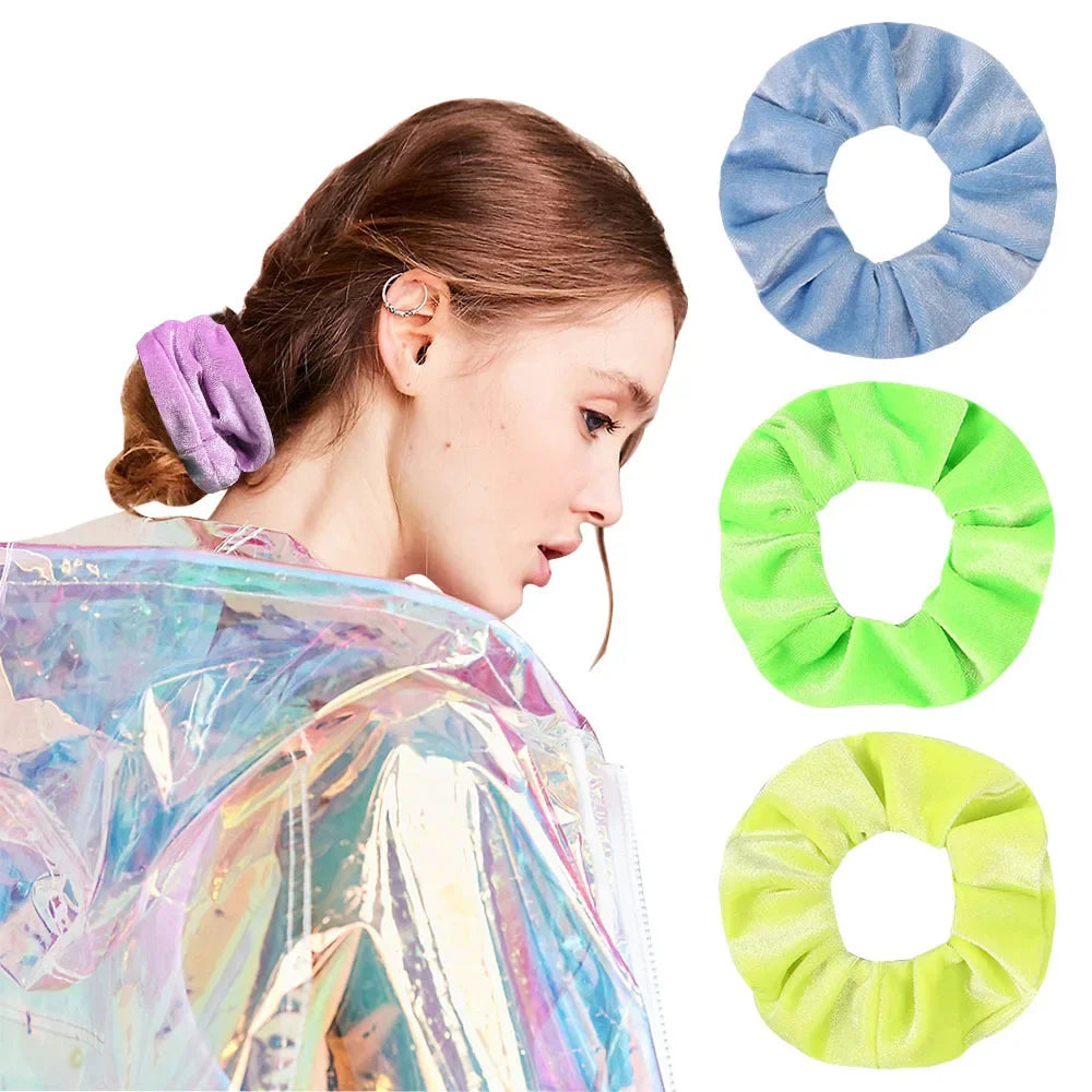 Vintage Velvet Hair Scrunchies for Women & Girls – Solid Color Ponytail Holder Elastic Hair Bands, Soft Fashion Hair Ties Accessories