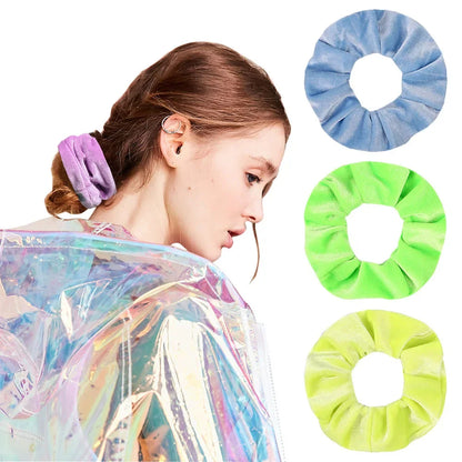 Vintage Velvet Hair Scrunchies for Women & Girls – Solid Color Ponytail Holder Elastic Hair Bands, Soft Fashion Hair Ties Accessories