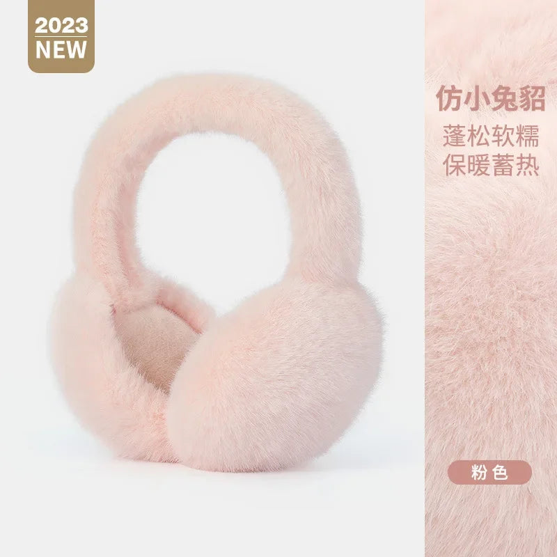 Soft Plush Ear Warmers Winter Earmuffs for Women & Men - Solid Color Cold Protection Earflap Outdoor Ear Covers