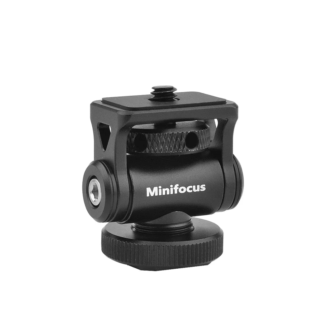 Minifocus Monitor Holder Cold Shoe Mount for Camera, 180° Tilt Adjustable Bracket for Field Monitors, Microphone, Hot Shoe