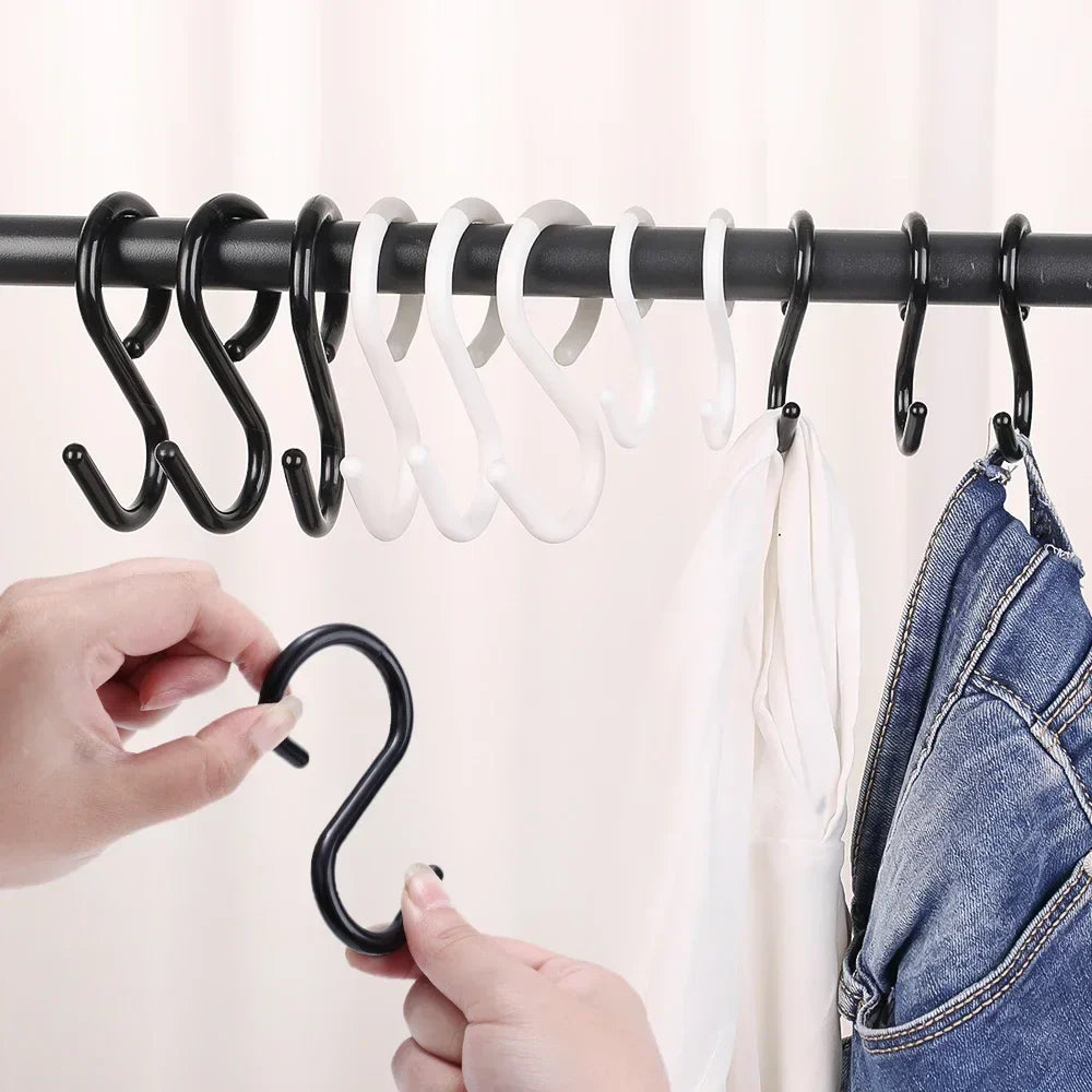S-Shaped Multi-Purpose Hooks — Flexible Hanging Storage for Wardrobe & Kitchen Accessories