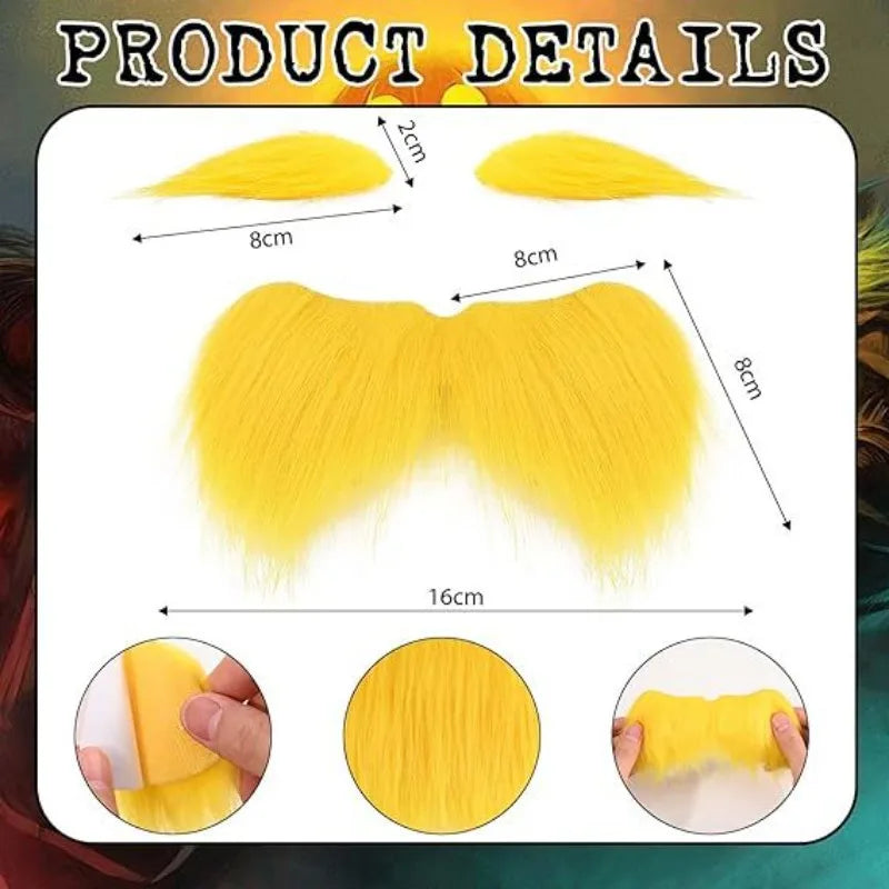 Halloween Orange Jumpsuit Costume - Yellow Moustache Cosplay Bodysuit for Kids & Adults