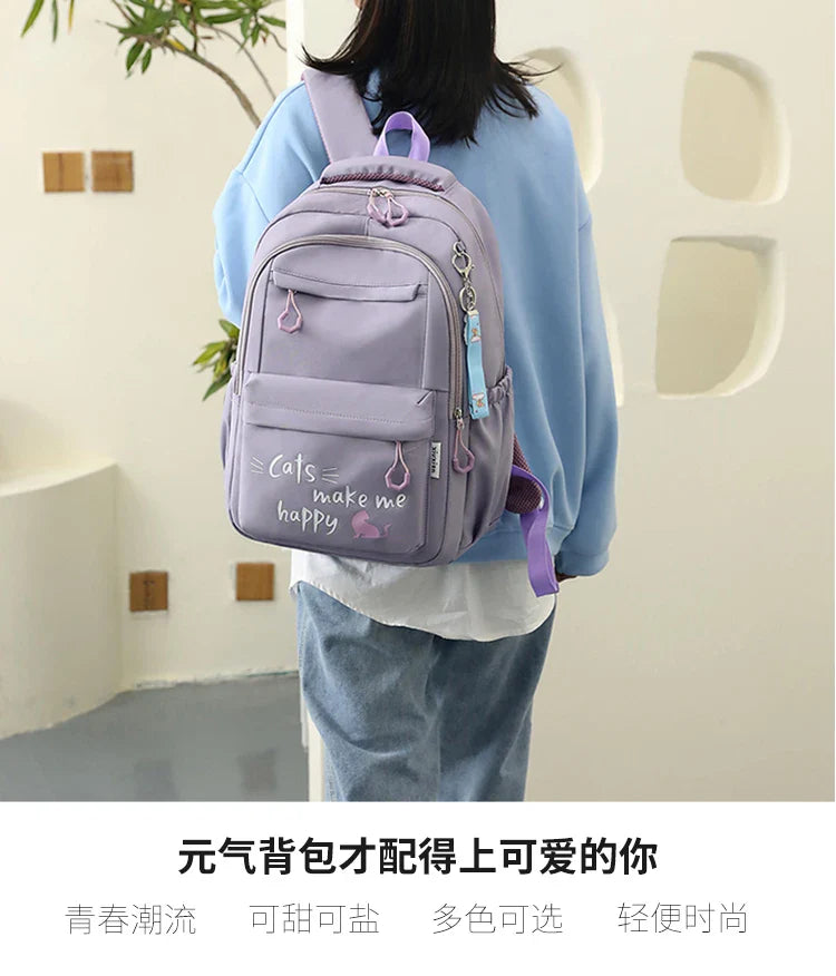 Teen Girls School Backpack | Pink Waterproof Bag for Primary & Middle School Students