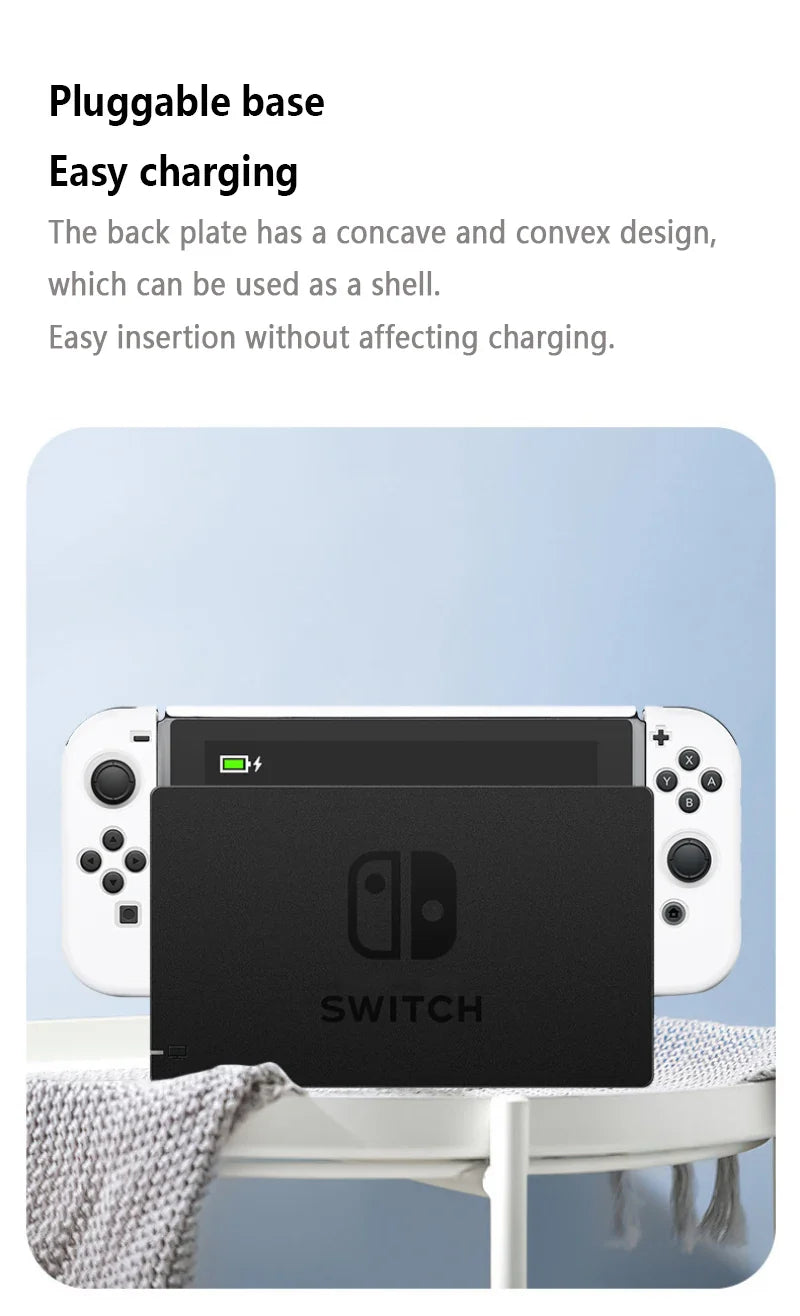 Protective Case & Film for Nintendo Switch – Rocker Cap Handle, Hard Base Cover with Skin-Friendly Gradient Design