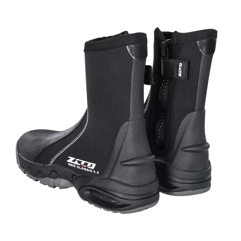 5mm Neoprene Dive Boots with Side Zipper – Wetsuit Shoes for Men & Women, Snorkeling & Scuba Diving Water Sports Accessories