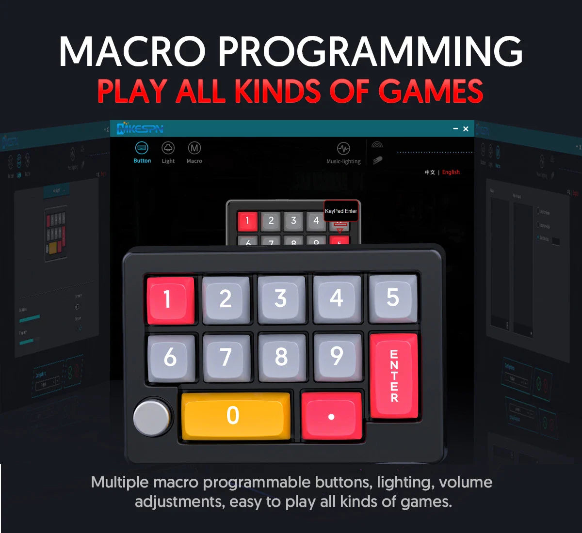 13-Key Programmable Mechanical Mini Keyboard – Hot-Swappable Switches with 7-Color RGB Lighting for Gaming