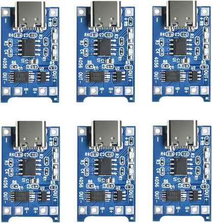 10PCS 5V 1A 18650 Lithium Battery Charging Board - TP4056 Mini/Micro USB Type-C Module with Protection