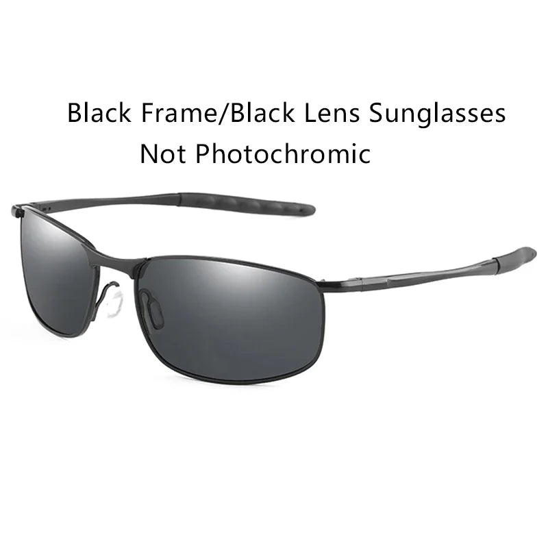 Photochromic Men’s Polarized Sunglasses – Metal Square Frame, UV400 Protection for Driving, Sports & Cycling