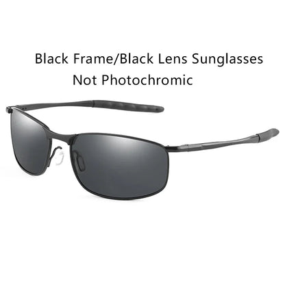 Photochromic Men’s Polarized Sunglasses – Metal Square Frame, UV400 Protection for Driving, Sports & Cycling