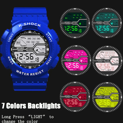 Men's Outdoor Sports Watch – Waterproof LED Military Digital Wristwatch with Luminous Large Screen