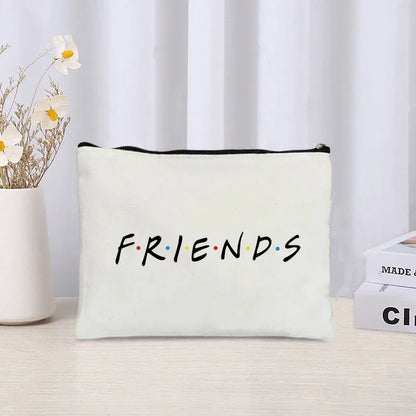 TV Show Friends Makeup Bag for Women - Travel Cosmetic Organizer, Eco-Friendly Canvas Pouch, Kawaii Purse and Pencil Case