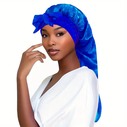 Bowknot Braid Bonnet - Unscented Satin Sleep Cap with Elastic Band and Long Tie, Breathable Night Hair Bonnet for Women